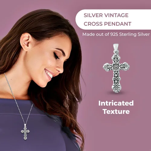 Vista 4 de SHOP LC 925 Sterling Silver Cross Pendant for Men Oxidized Swirling Celtic Religious Women Jewelry Gifts Catholic Faith Christian Birthday Gifts
