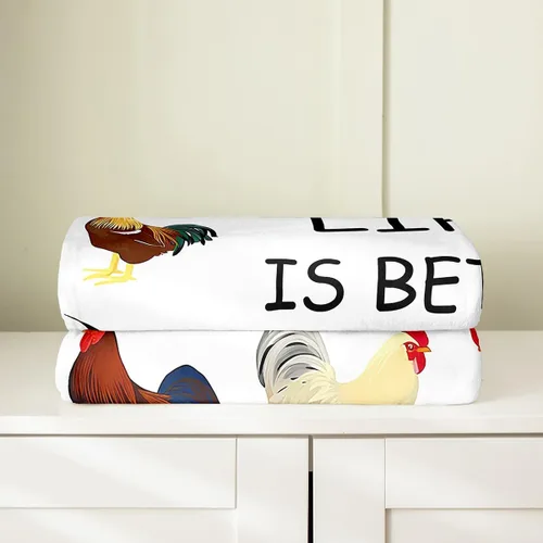 Vista 4 de Manta de felpa para Hen, 40 x 50 pulgadas, manta de franela de forro polar de gallo de pollo para niños, adolescentes, lindos animales para toda
