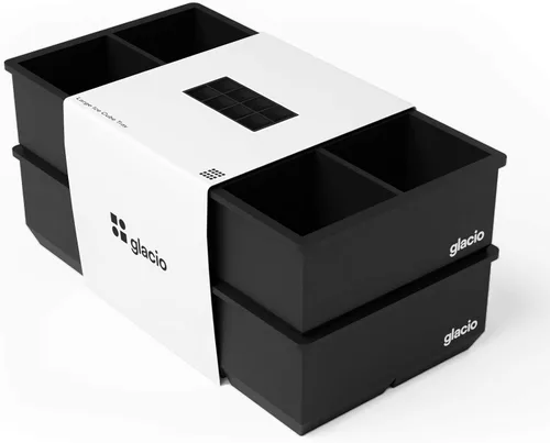 Vista 7 de Moldes para cubitos de hielo, paquete de 2 bandejas de silicona para 8 Cubo de 2" (negro)