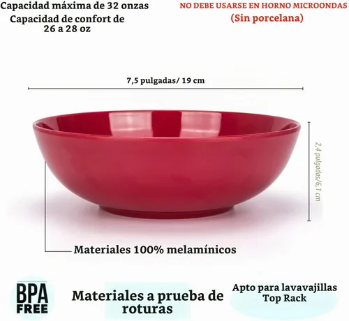 Vista 2 de KOXIN-KARLU Cuencos de melamina, cuencos para pasta de 7.5 pulgadas, juego de 6 en 6 colores surtidos