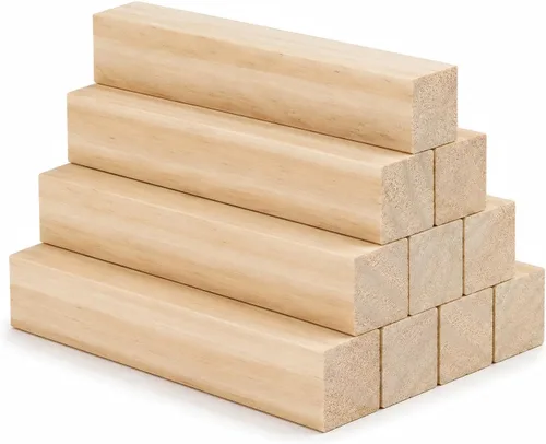 Vista 12 de Paquete de 120 bloques de madera sin terminar, cubos de madera