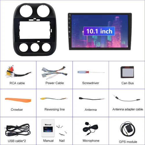 Vista 6 de Radio estéreo de coche de 10.1 pulgadas [2GRAM 32GROM] para Jeep Patriot Compass 2010-2016 con CarPlay Android Auto, Android 13 Player Radio