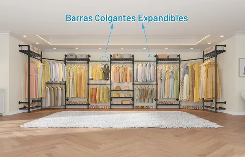 Vista 3 de Timate Perchero de ropa en forma de L L4 resistente para colgar ropa, perchero industrial expandible para ropa de tubería industrial montado