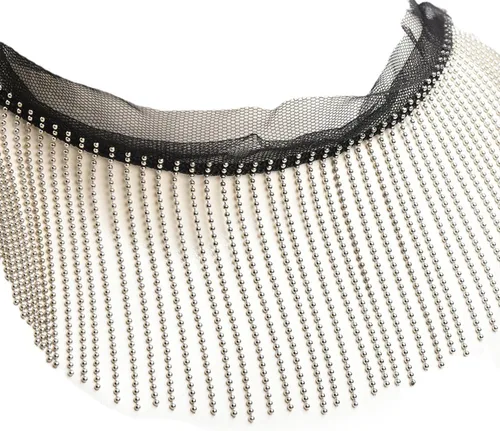 Vista 7 de 1 yarda de aleación de oro con flecos de costura con cuentas de encaje, cadena de borla para accesorios de ropa y decoración de manualidades (dorado)