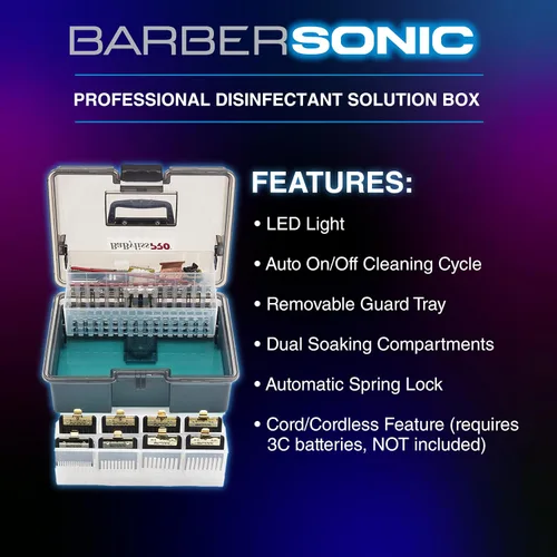 Vista 5 de BaBylissPRO BarberSONIC - Caja de almacenamiento desinfectante para cortadoras y cortadoras, protectores y accesorios de peluquería