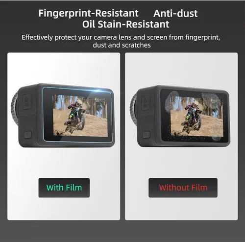 Vista 7 de Protector de pantalla de vidrio templado para cámara DJI Osmo Action 3, 2 películas protectoras de pantalla frontal y 2 películas protectoras