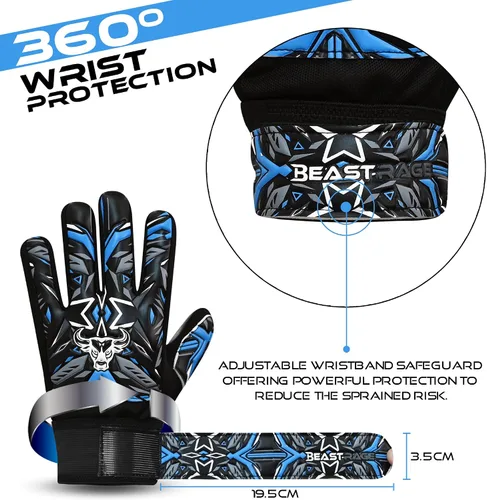 Vista 7 de BEAST RAGE Guantes de portero de fútbol, guantes de portero para niños y jóvenes, guantes de portero de fútbol con agarre fuerte, soporte de muñeca