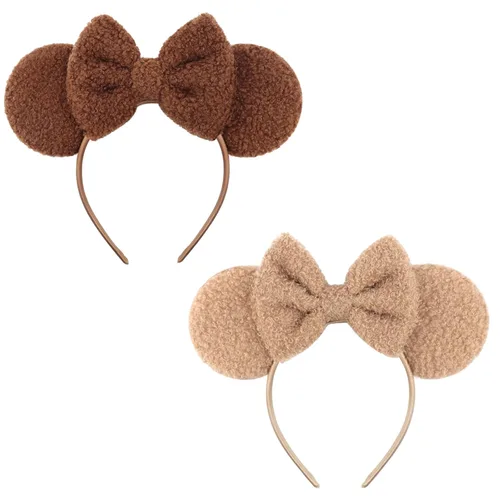 Vista 41 de DRESHOW Diademas de orejas de ratón para mujer, con orejas de Mickey y perlas blancas lisas, bandas para la cabeza de lazo, banda de terciopelo