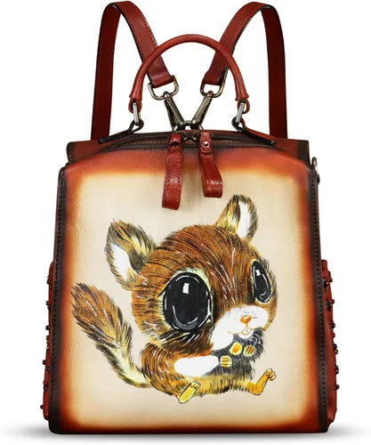Vista 2 de Bolso cruzado de cuero genuino para mujer, bolso cruzado pintado a mano, bolso cruzado con asa superior, mochila convertible hecha a mano