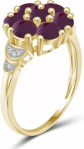 Vista 2 de JEWELEXCESS Anillo de diamantes blancos de rubí y acento de 2.30 CTW en oro de 14 quilates sobre plata