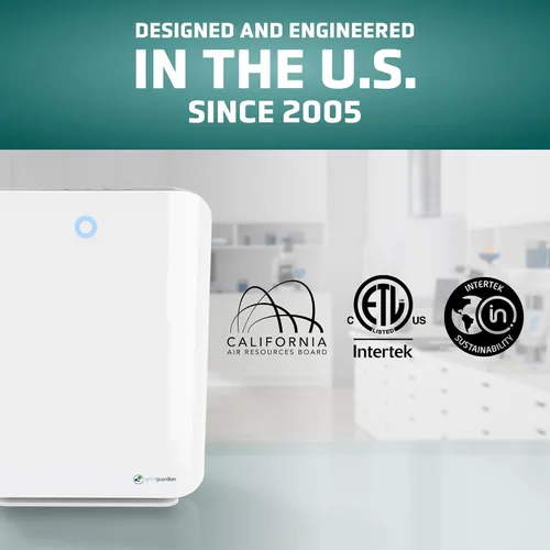 Vista 4 de GermGuardian Purificador de aire HEPA para el hogar, habitaciones grandes de hasta 1760 pies cuadrados con filtro de aire HEPA y luz UV-C, cero