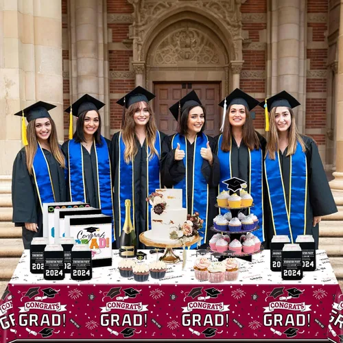 Vista 7 de Oigco Decoraciones de fiesta de graduación, mantel de graduación de felicitaciones para suministros de fiesta de graduación 2026, paquete de 3