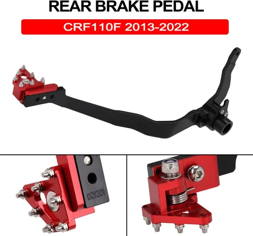 Vista 6 de JFG RACING Palanca de pedal de freno trasero plegable para motocicleta CNC para CRF110 F 2013-2022 OEM rojo 46500-KYK-305