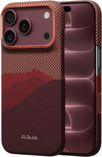 Vista 31 de pitaka Funda para iPhone Pro de 6.3" con sensación sin funda, azul abismo Abyss Blue (Argyle)