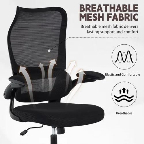 Vista 4 de Silla de oficina ergonómica, silla de escritorio de malla transpirable con respaldo alto para computadora con soporte lumbar ajustable