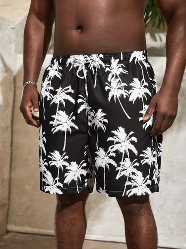 Vista 3 de Floerns Traje de baño con estampado gráfico y cordón en la cintura para hombre