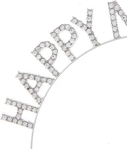 Vista 4 de Apone Fatu Tiara de diadema de Año Nuevo con diamantes de imitación brillantes para mujer, accesorio para el cabello