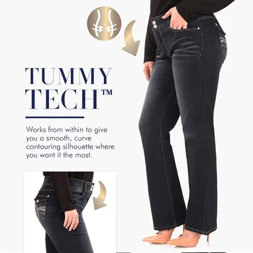 Vista 5 de Angels Forever Young Women's Curvy Bootcut Mid-Rise Jeans (Standard and Plus)