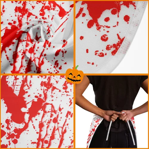 Vista 3 de Delantal Sangriento de Halloween Accesorio de Disfraz de Carnicero con Huella de Mano Aterradora para Adultos Mujeres Hombres Cosplay Fiesta Cocina