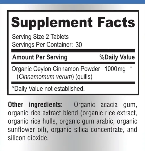 Vista 6 de YUMMYVITE Canela de Ceilán orgánica, 1000 mg por porción, suplemento orgánico certificado de canela verdadera, antioxidante, absorción rápida, 60