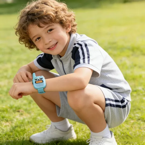 Vista 2 de Qniglo Walkie Talkies para niños recargables, paquete de 2 unidades, juguetes de regalo de Navidad y cumpleaños para niños de 3 a 12 años