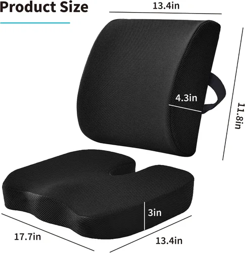 Vista 10 de Ergonomic Seat Cushion & Lumbar Support Pillow Set for Office Chair Black