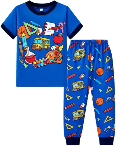 Vista 13 de Pijamas para Niños Pequeños, Conjunto de Ropa para Niños Pequeños, Ropa de Dormir de Planeta y Tren, Manga Larga, 100% Algodón, 2 Piezas, Pijamas