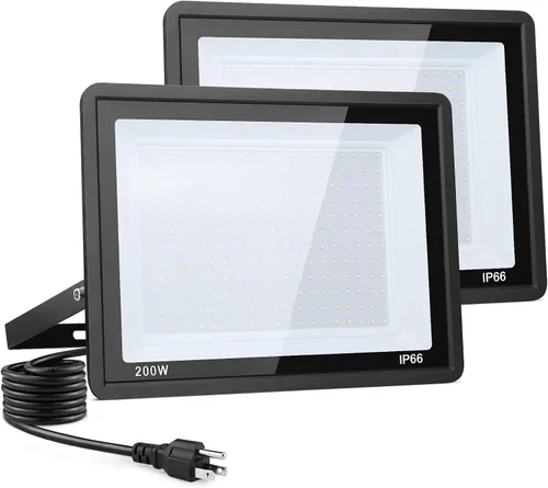Vista 7 de 100 W Luz LED de inundación para exteriores, paquete de 2, 10000 lm súper brillantes, luces de trabajo al aire libre resistentes al agua IP66, luces