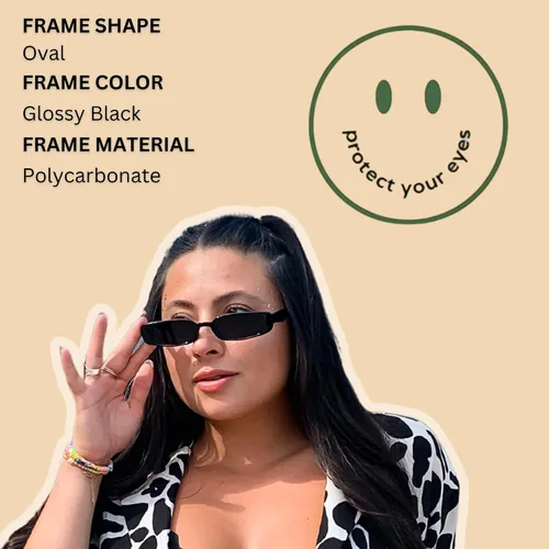 Vista 2 de ShadyVEU Gafas de sol rectangulares clásicas y delgadas con protección UV de los años 90, diseño vintage pequeño y ancho retro