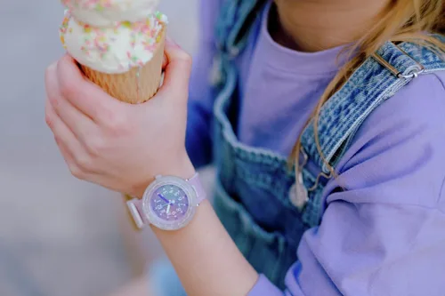 Vista 4 de Flik Flak PEARLAXUS Reloj unisex para niños (Modelo ZFCSP107), rosa