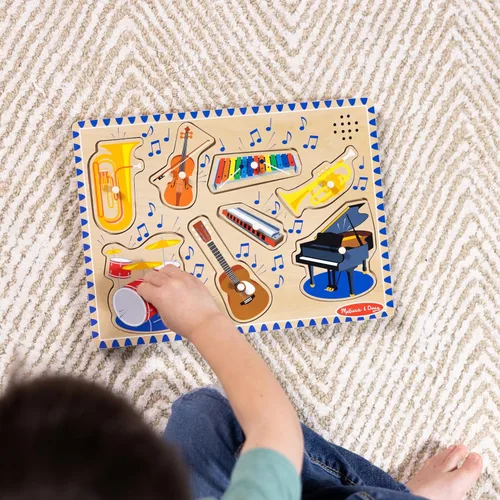 Vista 6 de Rompecabezas de clavijas, instrumentos musicales con sonido, de madera, Melissa & Doug (8 piezas)