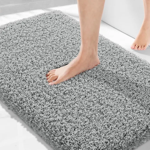 Vista 17 de Yimobra Alfombras de baño en negro y blanco antideslizantes lavables, tapetes de baño ultra suaves y absorbentes de agua, alfombra de ducha suave