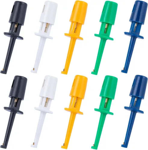 Vista 11 de Alwonder Alicates Hackle para atar moscas, 10 unidades, 8 colores, alicates de gancho de mosca, ganchos de punta larga de plástico, herramienta