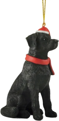 Vista 4 de Figurino de Adorno Colgante de Árbol de Navidad de Labrador Negro - Adorno de Labrador Negro, Adornos de Perro para Vacaciones, Relleno de Calcetas