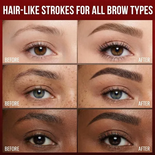 Vista 2 de Lápiz de cejas para mujer, 2 en 1 Microblading con puntas cuadradas 4D y ultrafinas, lápiz de cejas impermeable de larga duración, trazos similares