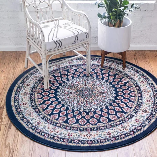 Vista 18 de Unique Loom Narenj Collection - Alfombra clásica con diseño de medallón texturizado tradicional, 3 x 5 pies, 1 pulgada, rectangular, color Azul