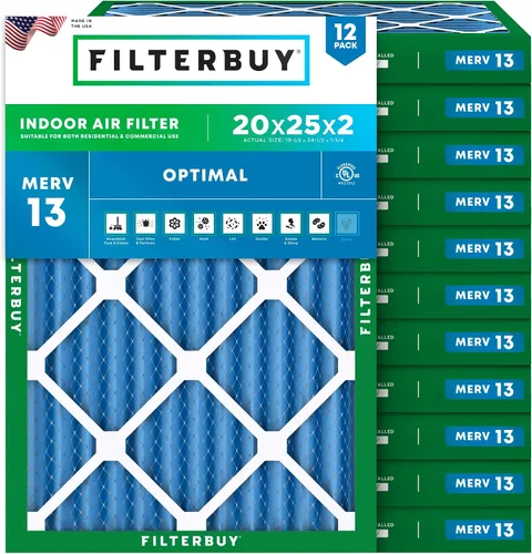 Vista 31 de Filterbuy Filtro de aire de 8 x 14 x 1 pulgadas MERV 13 de defensa óptima (paquete de 12), filtros de aire de repuesto plisados HVAC para calderas