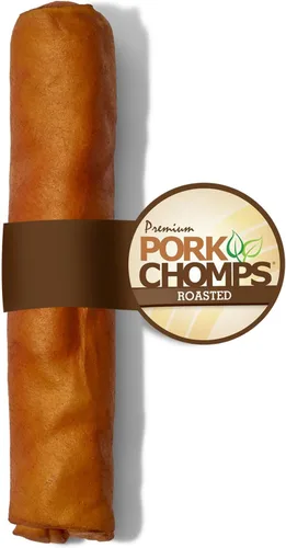 Vista 8 de Pork Chomps Masticable de piel de cerdo horneada para perros, rollo de 8 pulgadas, 1 unidad (paquete de 3)