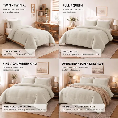 Vista 7 de CozyLux - Juego de edredón beige tamaño individual/individual XL, 2 piezas de juego de cama extra largo sólido transpirable acolchado, juego de cama