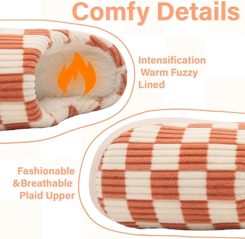 Vista 9 de Jaeynow Pantuflas mullidas para mujer en interiores, zapatos de casa unisex de espuma viscoelástica para hombre, zapatos de invierno cálidos