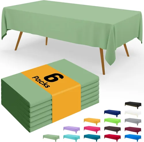 Vista 11 de Smiry - Juego de 6 manteles desechables, 54 x 78 pulgadas, manteles impermeables rectangulares para fiestas, cubierta de mesa de plástico
