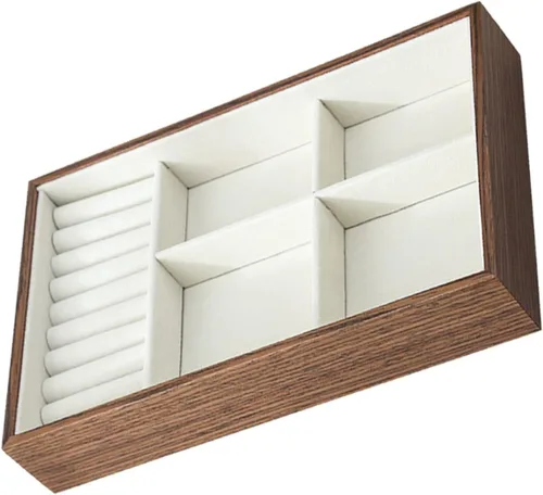 Vista 3 de Holibanna 3pcs Walnut Jewelry Tray trinket tray decorative tray jewelry organizer tray jewelry organization lidded trinket case jewelry display tray