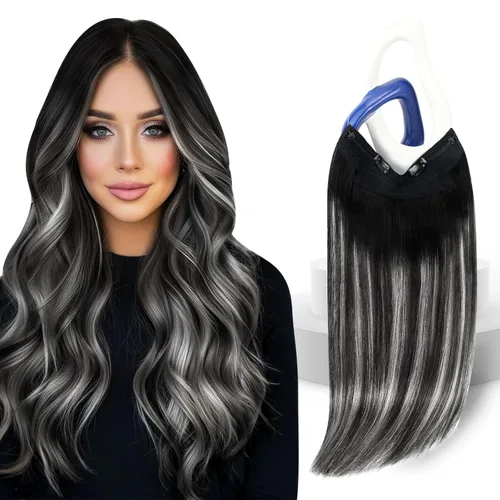 Vista 28 de Sunny - Extensiones de cabello humano real, con cable/hilo y clips ajustables, aplicación invisible, 2.82 onzas, 12 pulgadas, color rubio cenizo