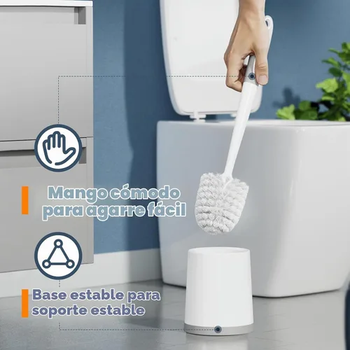 Vista 4 de Holaloha Cepillo de inodoro, paquete de 3 cepillos de inodoro para baño con soporte, accesorios de baño, cepillo de inodoro con 3 cepillos