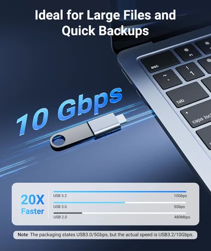 Vista 3 de Syntech Adaptador USB C macho a USB 3 hembra compatible con iPhone 17 Pro Max iMac 2021, iPad Pro 2021, MacBook Pro 2020 / Air 2020 y otros Azul