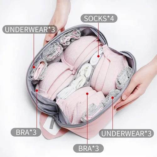 Vista 2 de iN. Organizador de embalaje grande sujetador ropa interior bolsa de almacenamiento de ropa interior viaje bolsa organizador portátil gris