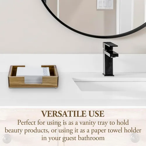 Vista 3 de MyGift Toallas de papel de triple pliegue, moderno soporte de toalla de mano de alambre de metal en acabado en tono latón, encimera de baño