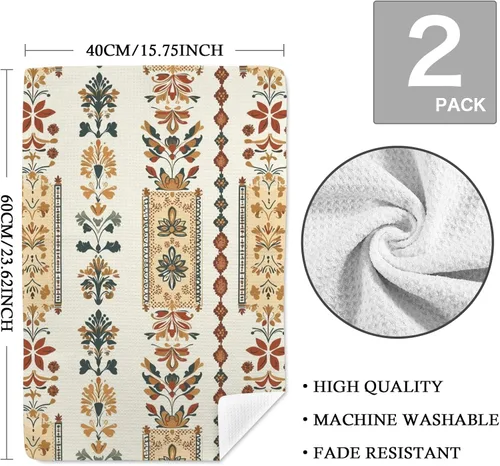 Vista 3 de Retro Boho Style Stripe Tea Towel Absorbent Dish Clothes for Washing Dishes Dish Towels Absorbent Kitchen Hand Towel Hanging Classic Decor Dishcloth