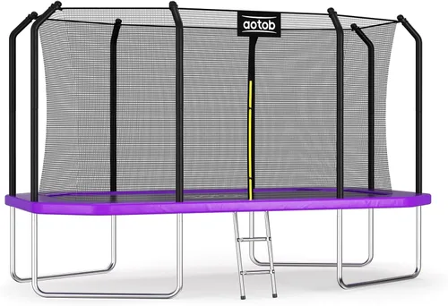 Vista 10 de AOTOB Trampolín rectangular de 12 pies/14 pies – Trampolines perfectos para exteriores para niños – Tranpoline estilo gimnasia con recinto