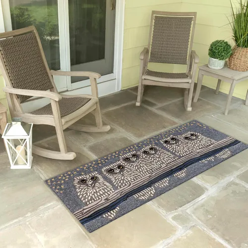 Vista 24 de Liora Manne Mum Aqua - Alfombra para interior/exterior, 3 pies, redonda